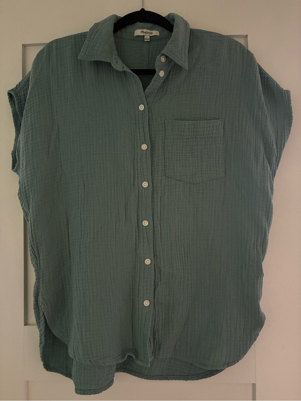 Madewell Teal Button-Down Gauze Shirt